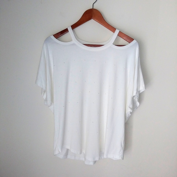 Nanette Lapore White And Pearls Cold Shoulder Blouse Size Large - Picture 3 of 6